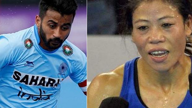 Mary Kom and Manpreet Singh